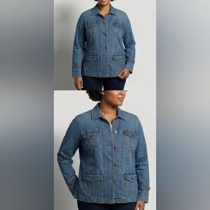 Vintage 1980s Bill Blass Denim Barn Jacket In Size Medium